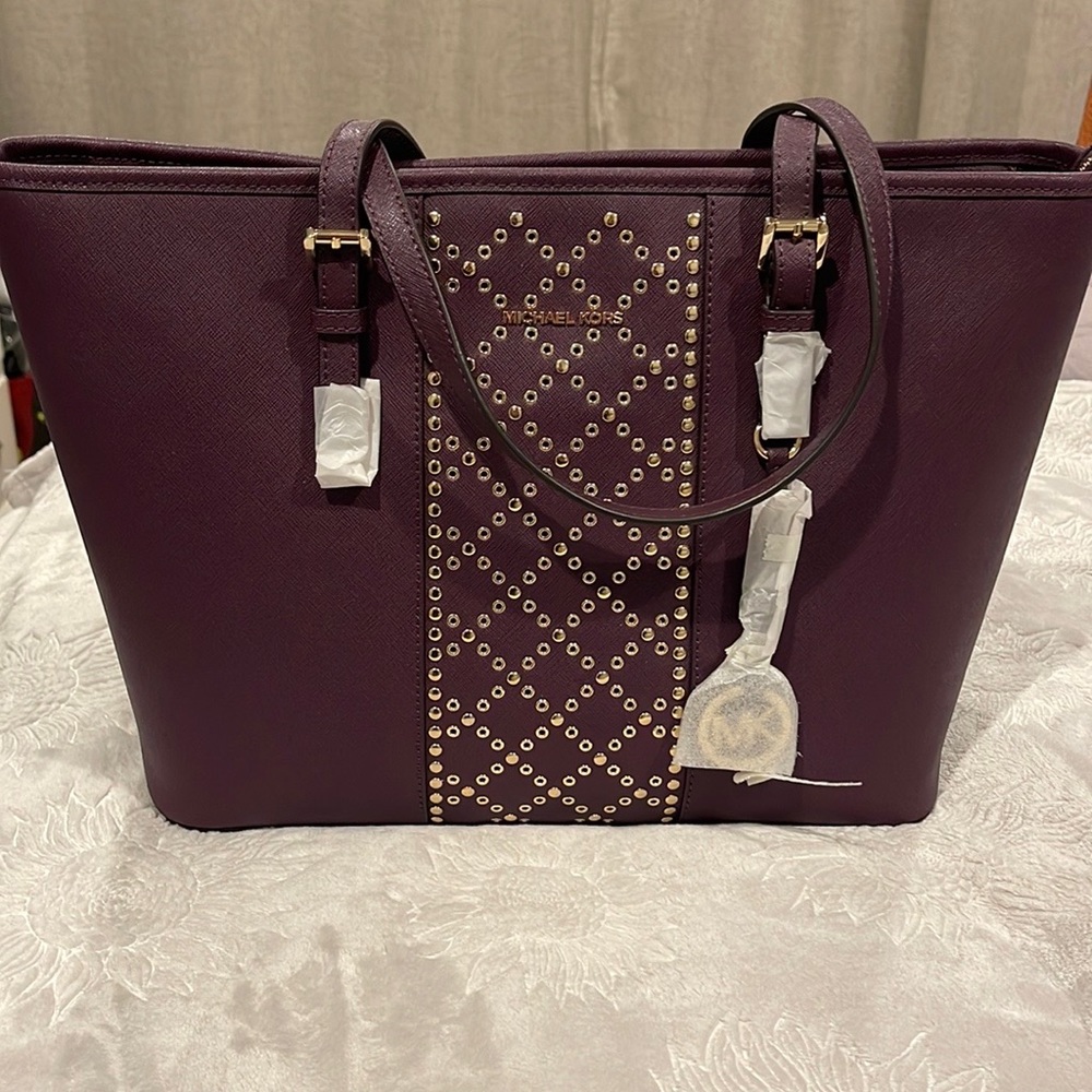 NWT MICHAEL KORS JET SET LARGE TZ LEATHER